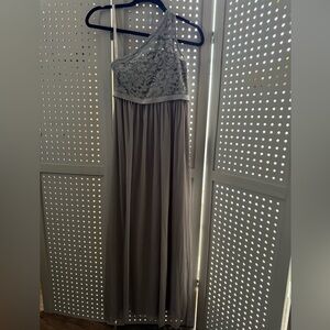 David's Bridal Gray Lace Formal Kids Dress